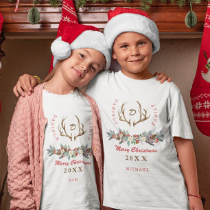 Familienweihnachtsfest rustikal mit Monogramm T-Shirt