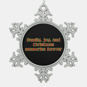 Familienweihnachtsfreude Erinnerungen für immer Ty Schneeflocken Zinn-Ornament