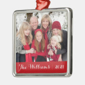 Familienweihnachtskuchen | Benutzerdefiniertes Fot Silbernes Ornament (Links)