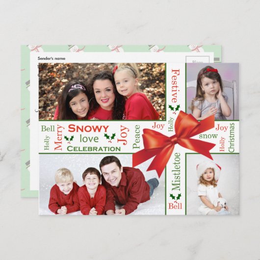 Familienweihnachtsthema Foto Feiertagspostkarte (Vorne/Hinten)