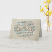 Familienwort-Cloud zum Geburtstag Karte (Gelbe Blume)