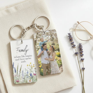 Familienzitat Wildblumen-Foto-Schlüsselanhänger Schlüsselanhänger