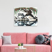 Familienzoase Serene Wolf 20x16 in idyllischer Nat Leinwanddruck (Insitu (Wohnzimmer))