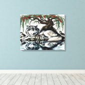 Familienzoase Serene Wolf 20x16 in idyllischer Nat Leinwanddruck (Insitu (Holzboden))