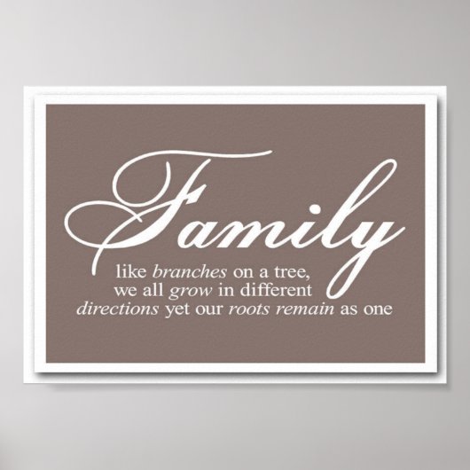 Familienzweige auf einem Zitat zur Herkunft von Bä Poster (Vorne)