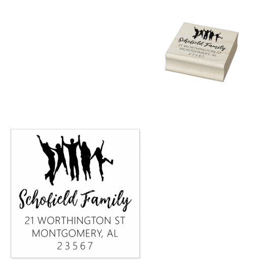 FAMILLIEN RÜCKSENDEADRESSE JUMP RUBBER BRIEFMARKE GUMMISTEMPEL (Stempel)