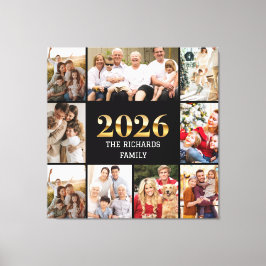 Family 2026 Photo Collage Custom Script Name Leinwanddruck