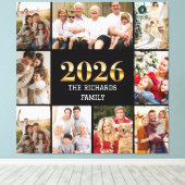 Family 2026 Photo Collage Custom Script Name Leinwanddruck (Insitu (Holzboden))