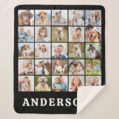 Family 25 Photo Collage Personalized Name Black Sherpadecke (Vorderseite)