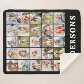 Family 25 Photo Collage Personalized Name Black Sherpadecke (Vorderseite (Horizontal))
