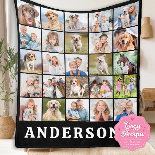 Family 25 Photo Collage Personalized Name Black Sherpadecke