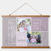 FAMILY 2 Foto Collage Script Modernes Zitat Wandteppich Mit Holzrahmen (Vorne)