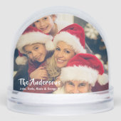 Family 2 Photos Happy Holidays Keepsake Custom Schneekugeln (Vorderseite)