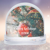 Family 2 Photos Happy Holidays Keepsake Custom Schneekugeln