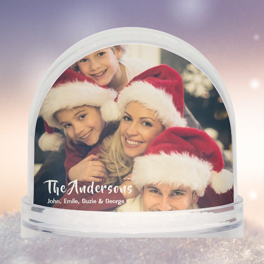 Family 2 Photos Happy Holidays Keepsake Custom Schneekugeln