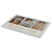 Family 3 Photo Collage Keepsake Schneidebrett (Ecke)