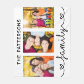Family 3 Photo Template Personalized Script Fleecedecke (Vorderseite)