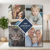 Family 4 Photo Collage Keepsake Modern Custom Fleecedecke