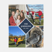 Family 4 Photo Collage Keepsake Modern Custom Fleecedecke (Vorderseite)