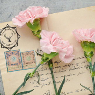 Family Address Stamp With Deer Logo Permastempel