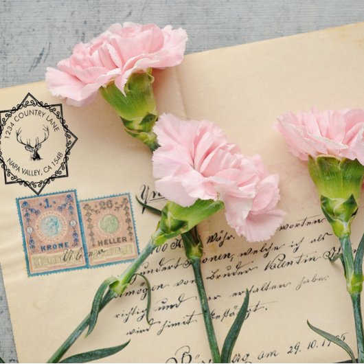 Family Address Stamp With Deer Logo Permastempel