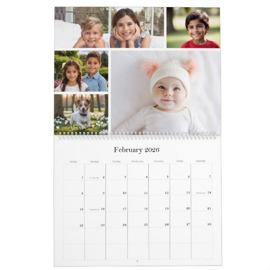 Family and Friends Gray Multi Photo Calendar Kalender (Feb 2026)