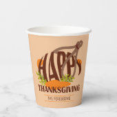 Family Artistic Erntedank Türkei Brown & Orange Pappbecher (Rückseite)