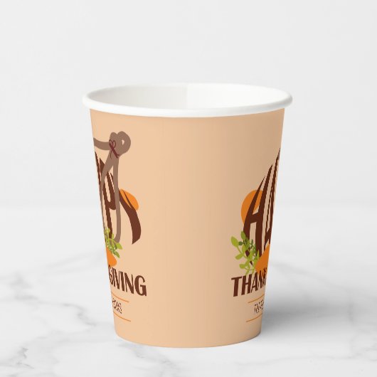 Family Artistic Erntedank Türkei Brown & Orange Pappbecher (Links)