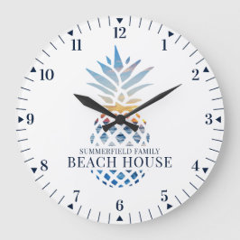 Family Beach House Custom Tropical Pineapse Große Wanduhr