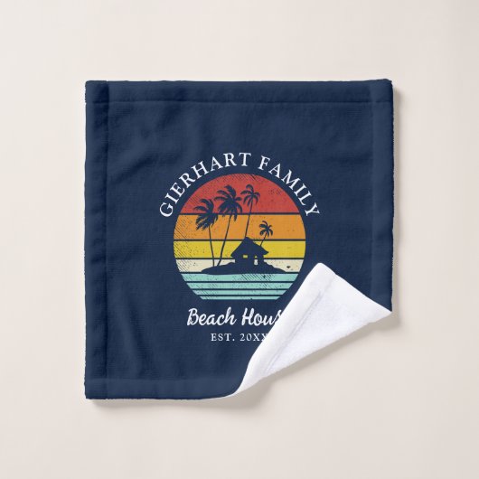 Family Beach House Personalisierte Matching am Mee Badhandtuch Set (Waschlappen)