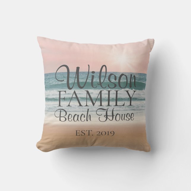 Family Beach House Sommer Sunset Kissen (Vorderseite)