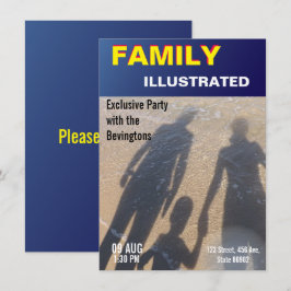 Family Beach Party Fake News Imitate Zeitschrift C Einladung