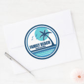Family Beach South Carolina Palm Tree Birds Runder Aufkleber (Umschlag)
