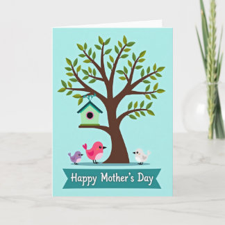 Family Birdhouse Mothers Day Card Karte