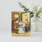 Family Black Cat Witch Shadow Horseshoe Postkarte (Stehend Vorderseite)