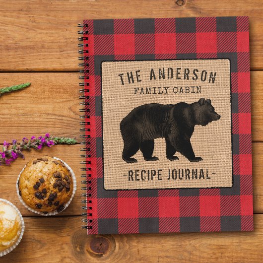 Family Cabin Bear Red Buffalo Kariertes Rezept Jou Notizblock