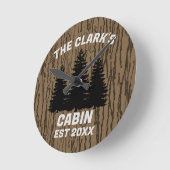 FAMILY CABIN RUSTIC WOOD CUSTOM WALL CLOCK RUNDE WANDUHR (Winkel)