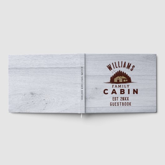 Family Cabin Rustic Wood Personalized  Gästebuch (Voll)