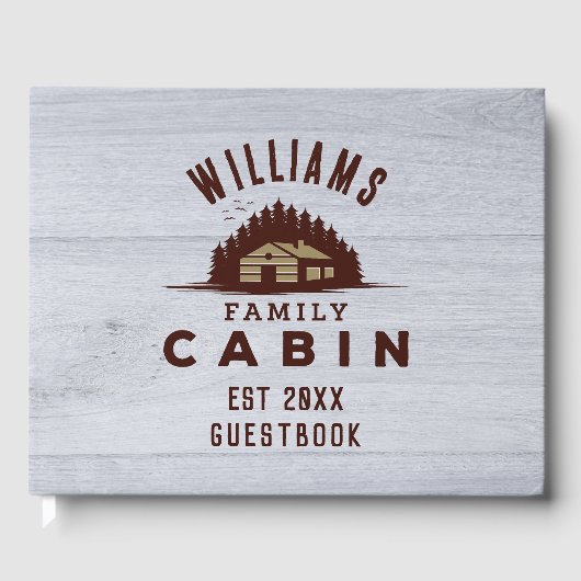 Family Cabin Rustic Wood Personalized Gästebuch (Vorderseite)