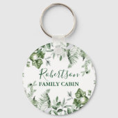 Family Cabin Watercolor Ivy Sage Ferns Schlüsselanhänger (Vorderseite)