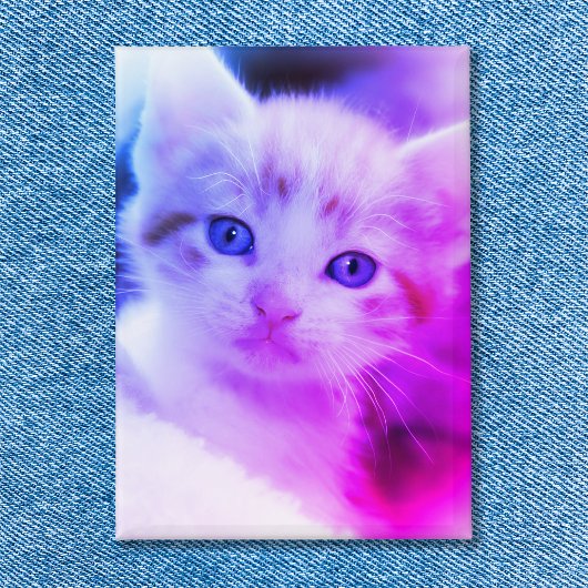 Family Cat Foto Blue Pink Ombre Button