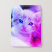 Family Cat Foto Blue Pink Ombre Button (Vorderseite)