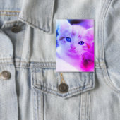 Family Cat Foto Blue Pink Ombre Button (Insitu)