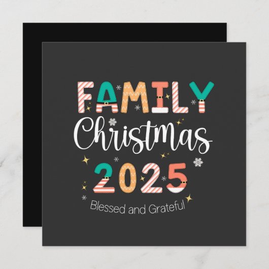 Family Christmas 2025 Blessed and Grateful Einladung (Vorne/Hinten)