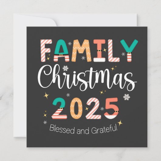 Family Christmas 2025 Blessed and Grateful Save The Date (Vorderseite)