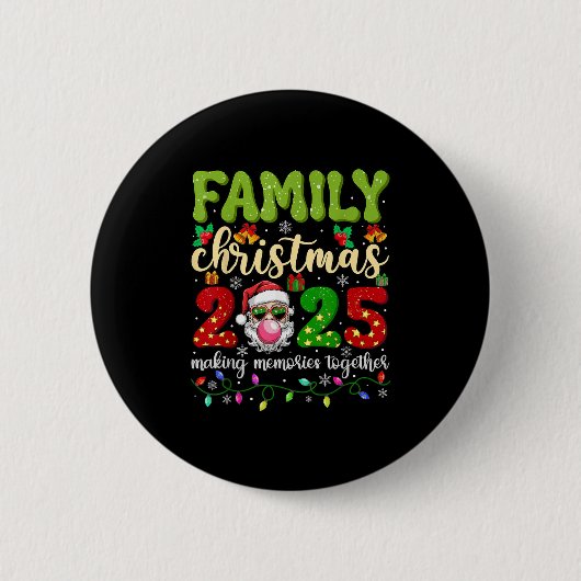 Family Christmas 2025 Funny Xmas Tees Matching Squ Button (Vorderseite)