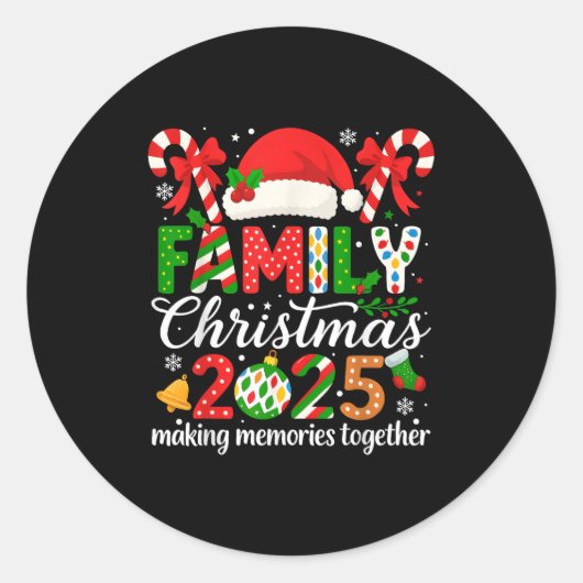 Family Christmas 2025 Making Memories Together Mat Runder Aufkleber (Vorderseite)