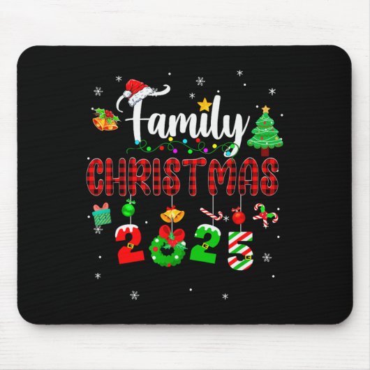 Family Christmas 2025 Matching Red Plaid Squad San Mousepad (Vorne)