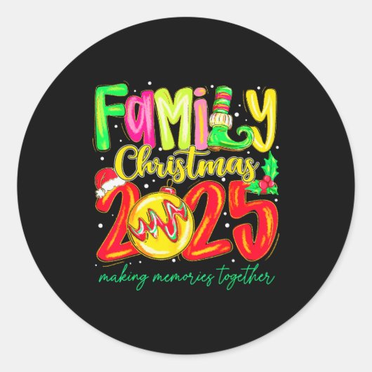 Family Christmas 2025 Matching Santa Tee Xmas Paja Runder Aufkleber (Vorderseite)