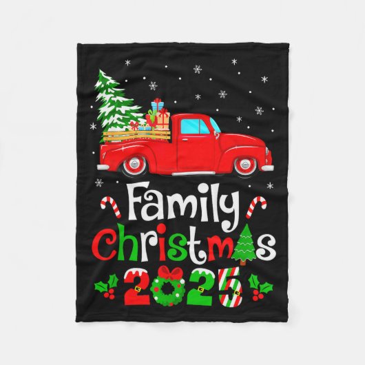 Family Christmas 2025 Truck Tree Squad Matching Xm Fleecedecke (Vorderseite)
